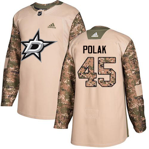 Adidas Men Dallas Stars 45 Roman Polak Camo Authentic 2017 Veterans Day Stitched NHL Jersey